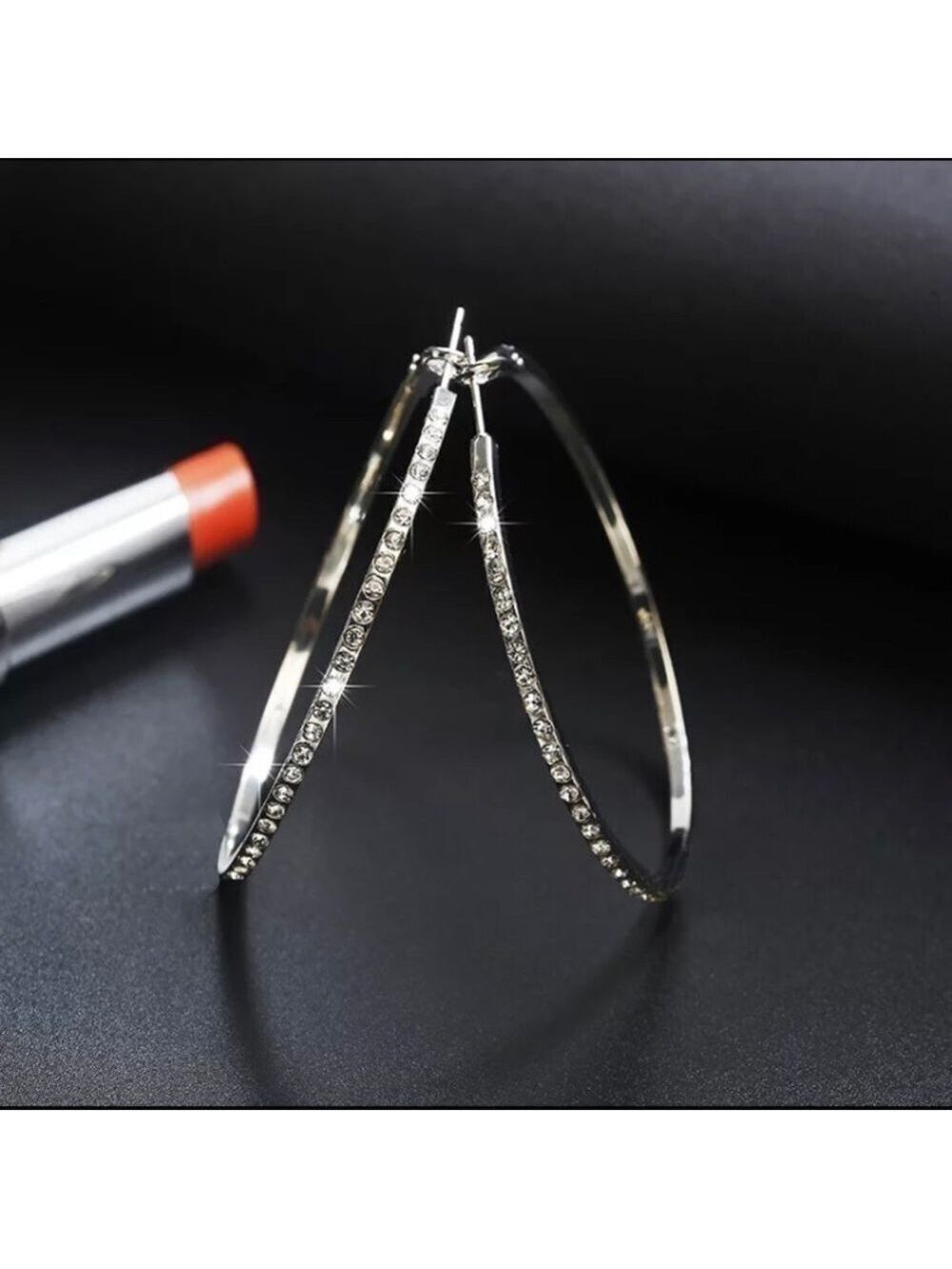 𝅺crystal Hoop Earrings Silver, Gold & Rose Gold